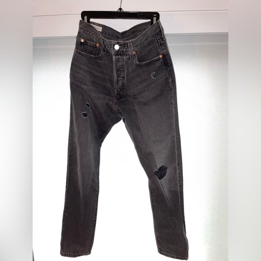 Levi’s Women 501 Skinny Jeans Ripped Black Wash